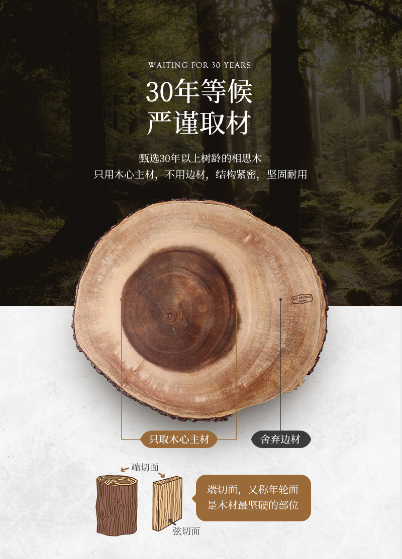 泰国LC LIVING相思木带提手长方形砧板菜板