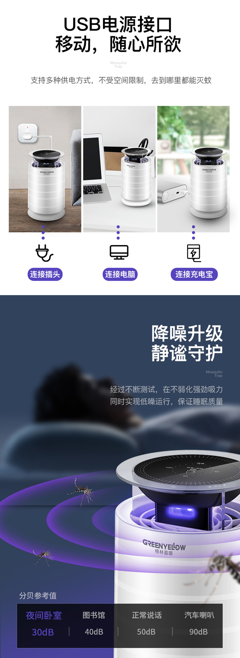 格林盈璐灭蚊灯神器家用驱蚊器室内孕妇婴儿捕蚊子苍蝇灭虫灯