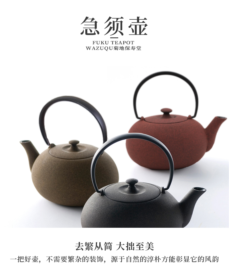 日本原产WAZUQU菊地保寿堂急须铸铁茶壶水壶600ml