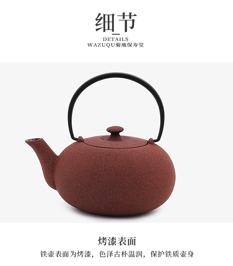 日本原产WAZUQU菊地保寿堂急须铸铁茶壶水壶600ml
