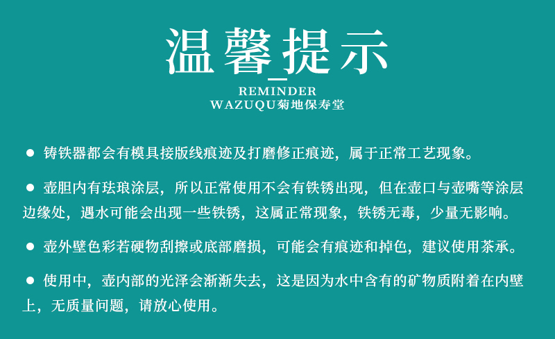 日本原产WAZUQU菊地保寿堂急须铸铁茶壶水壶600ml