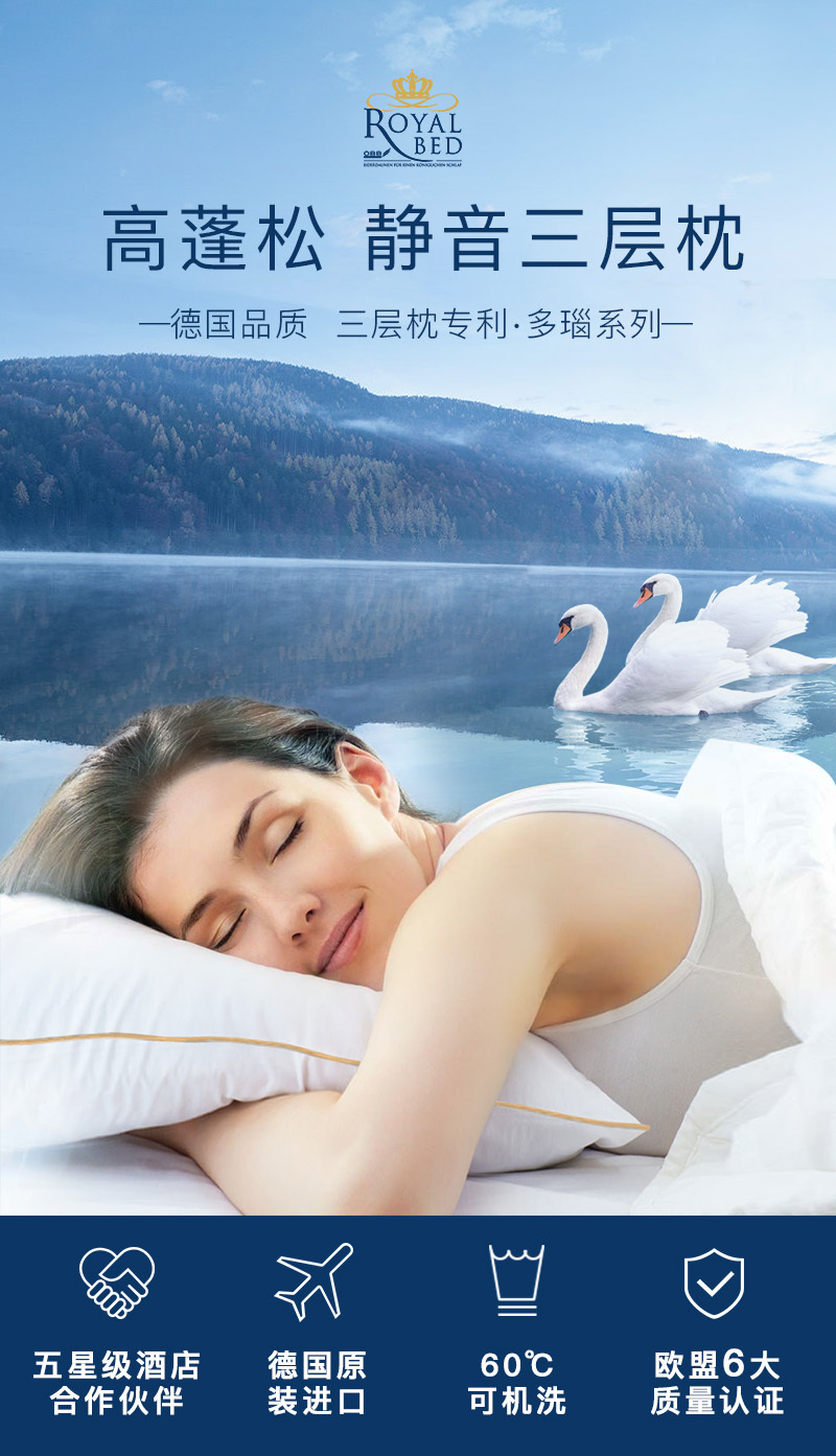 升级版 OBB Royal bed加拿大鹅绒枕头三层枕多瑙Donau系列