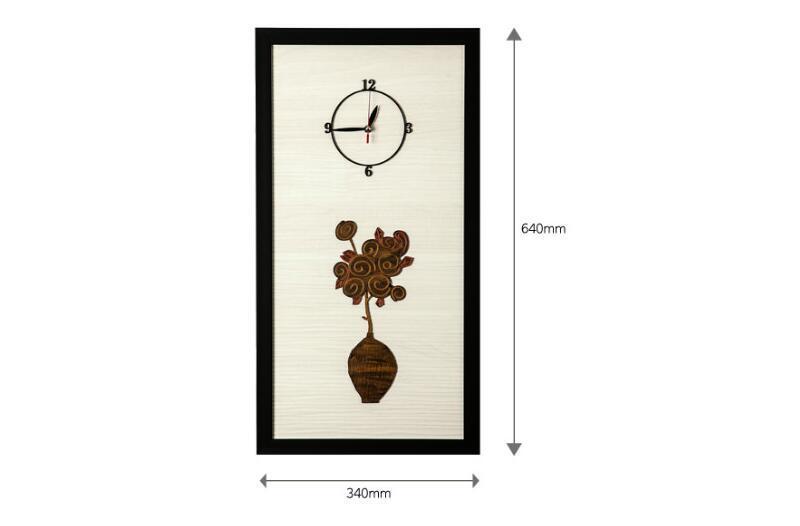 韩国原产dawon deco手绘3d捻花花瓶相框挂钟创意卡通挂钟